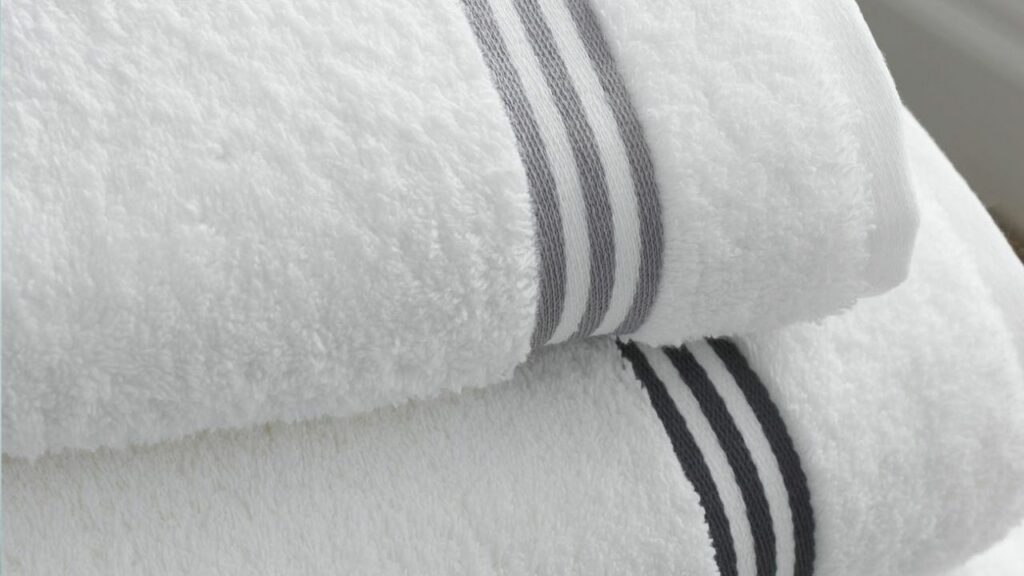 asciugamani bianchi con strisce blu