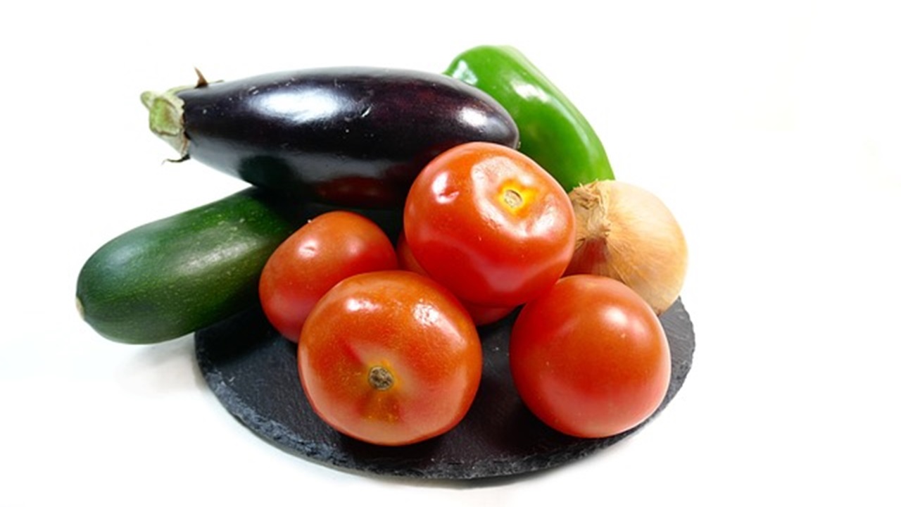 eggplant, zucchini and tomatoes